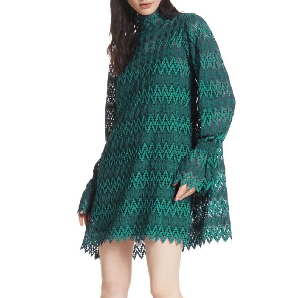 Free People Green Long Sleeve Dress